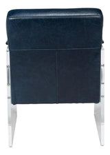 Holloway Leather Blue Armchair Club Chairs LOOMLAN By Sarreid