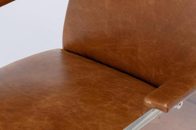 Holloway Leather Brown Armchair Club Chairs LOOMLAN By Sarreid