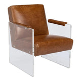 Holloway Leather Brown Armchair Club Chairs LOOMLAN By Sarreid