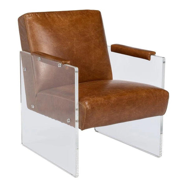 Holloway Leather Brown Armchair Club Chairs LOOMLAN By Sarreid