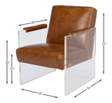 Holloway Leather Brown Armchair Club Chairs LOOMLAN By Sarreid