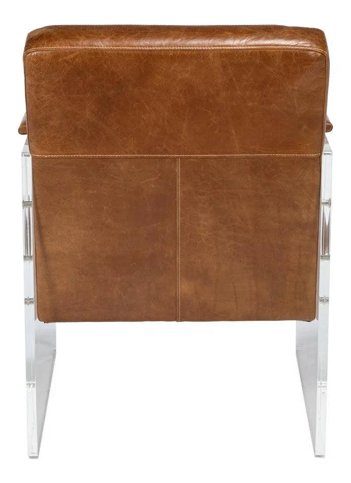 Holloway Leather Brown Armchair Club Chairs LOOMLAN By Sarreid