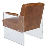 Holloway Leather Brown Armchair Club Chairs LOOMLAN By Sarreid