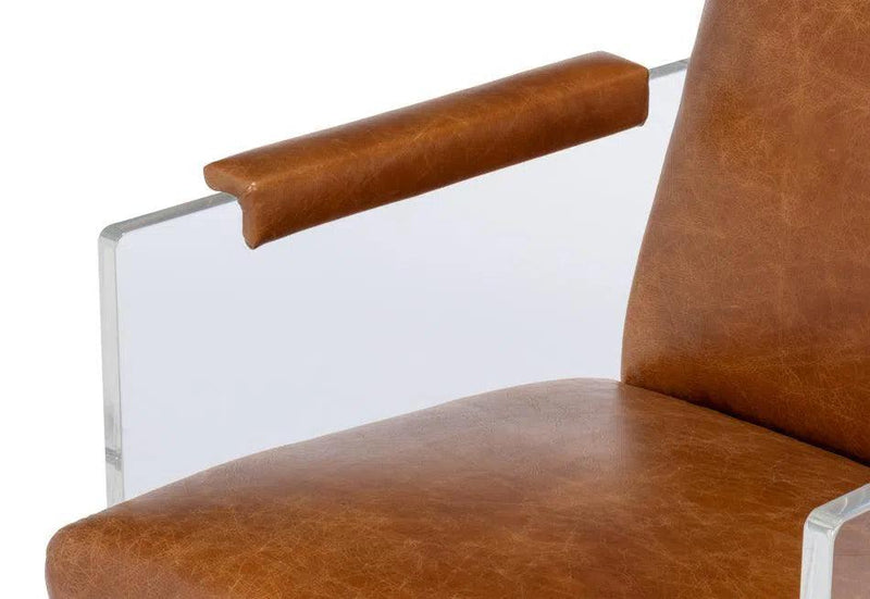 Holloway Leather Brown Armchair Club Chairs LOOMLAN By Sarreid