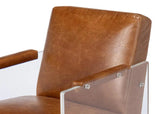 Holloway Leather Brown Armchair Club Chairs LOOMLAN By Sarreid