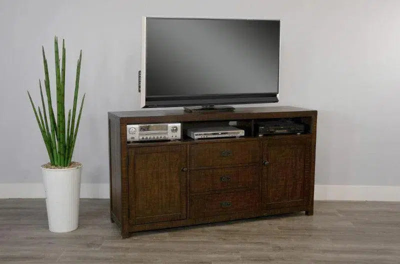 Homestead 66" TV Console Dark Brown TV Stands & Media Centers LOOMLAN By Sunny D