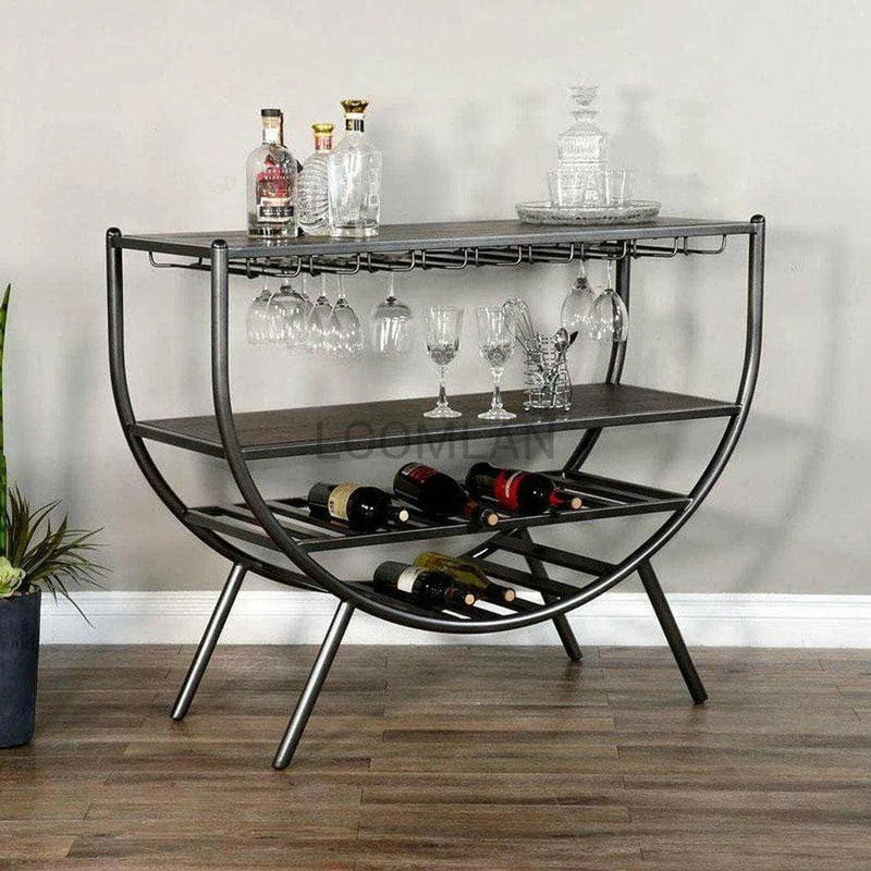 Homestead Dark Brown Wine Rack Server Home Bar Carts LOOMLAN By Sunny D