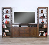 Homestead Entertainment Wall Dark Brown Entertainment Wall Unit LOOMLAN By Sunny D