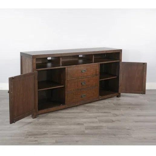 Homestead Entertainment Wall Dark Brown Entertainment Wall Unit LOOMLAN By Sunny D