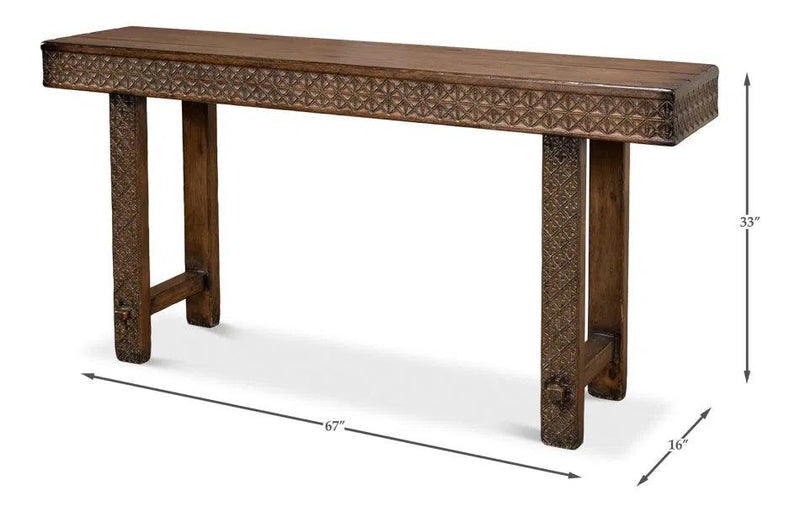 Honeycomb & Cross Console Table Solid Wood Console Tables LOOMLAN By Sarreid