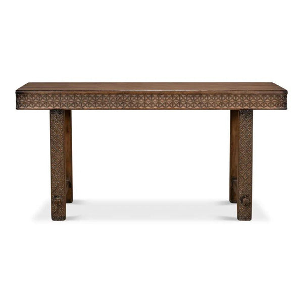 Honeycomb & Cross Console Table Solid Wood Console Tables LOOMLAN By Sarreid