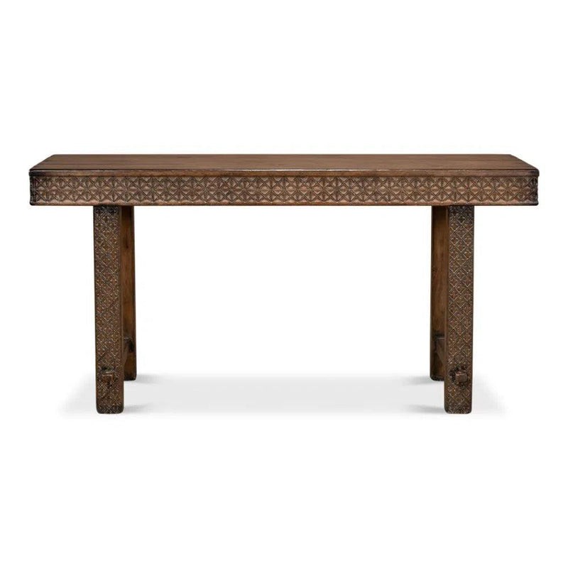 Honeycomb & Cross Console Table Solid Wood Console Tables LOOMLAN By Sarreid