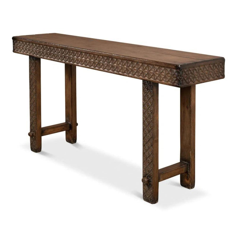 Honeycomb & Cross Console Table Solid Wood Console Tables LOOMLAN By Sarreid