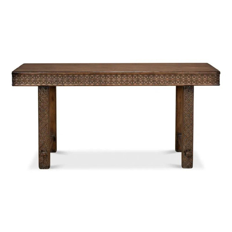 Honeycomb & Cross Console Table Solid Wood Console Tables LOOMLAN By Sarreid