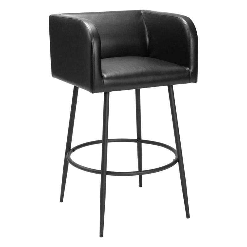 Horbat Barstool (Set of 2) Black Bar Stools LOOMLAN By Zuo Modern