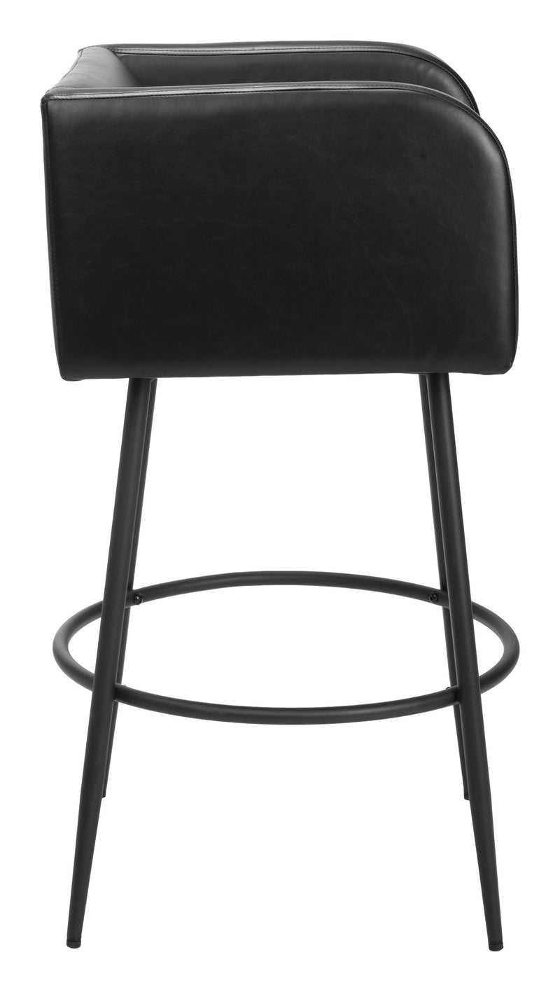 Horbat Barstool (Set of 2) Black Bar Stools LOOMLAN By Zuo Modern