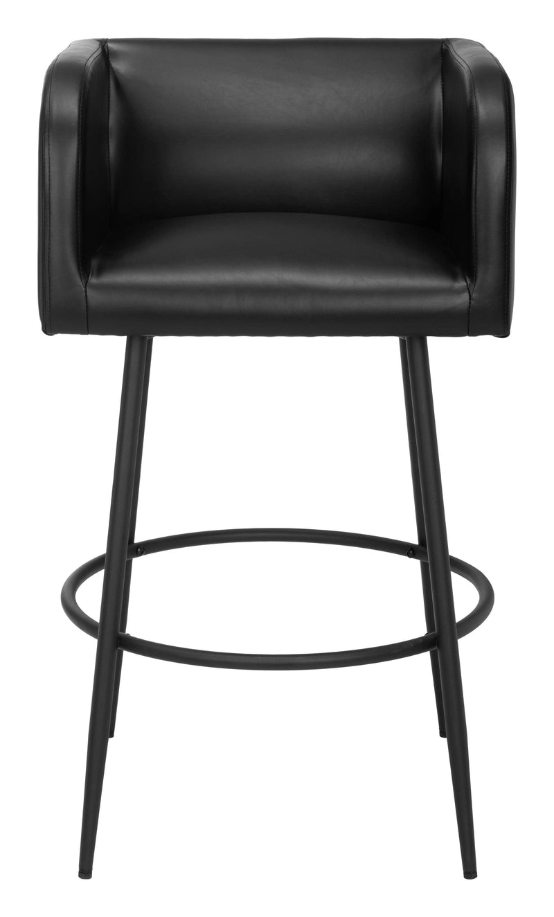 Horbat Barstool (Set of 2) Black Bar Stools LOOMLAN By Zuo Modern