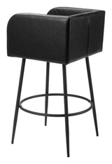 Horbat Barstool (Set of 2) Black Bar Stools LOOMLAN By Zuo Modern