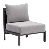 Horizon Aluminum Gray Armless Accent Chair Outdoor Accent Chairs LOOMLAN By Zuo Modern