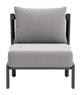 Horizon Aluminum Gray Armless Accent Chair Outdoor Accent Chairs LOOMLAN By Zuo Modern