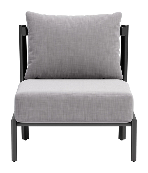 Horizon Aluminum Gray Armless Accent Chair Outdoor Accent Chairs LOOMLAN By Zuo Modern