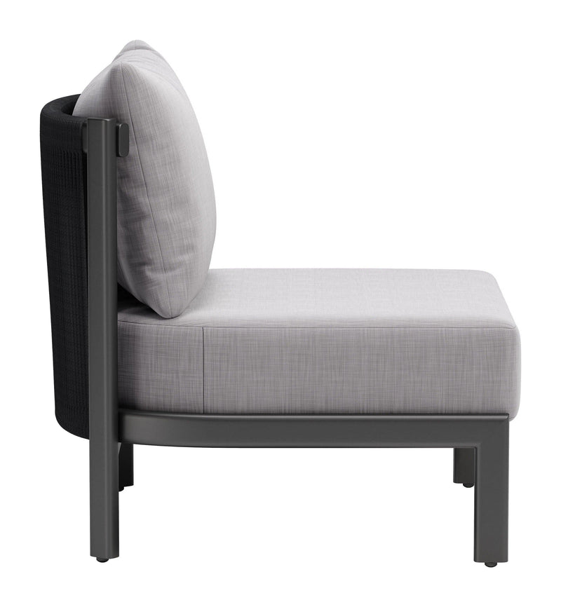 Horizon Aluminum Gray Armless Accent Chair Outdoor Accent Chairs LOOMLAN By Zuo Modern