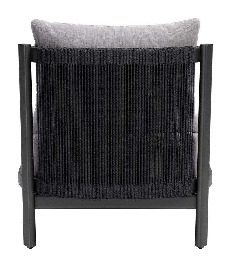 Horizon Aluminum Gray Armless Accent Chair Outdoor Accent Chairs LOOMLAN By Zuo Modern