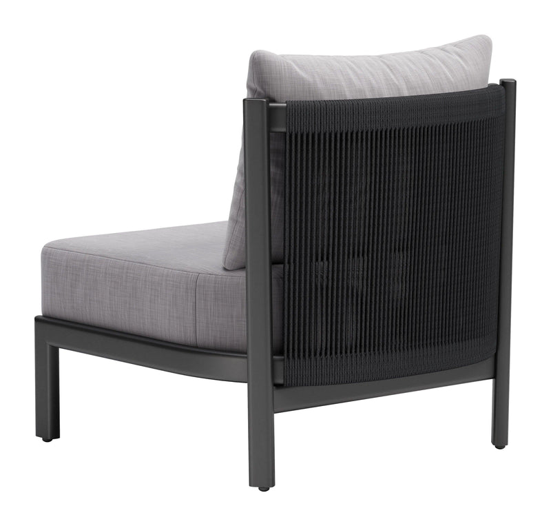 Horizon Aluminum Gray Armless Accent Chair Outdoor Accent Chairs LOOMLAN By Zuo Modern