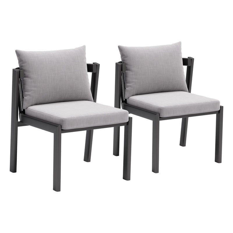 Horizon Aluminum Gray Armless Dining Chair (Set of 2) Outdoor Dining Chairs LOOMLAN By Zuo Modern