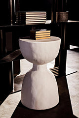 Hourglass Stool, White Fiber Cement Side Tables LOOMLAN By Noir