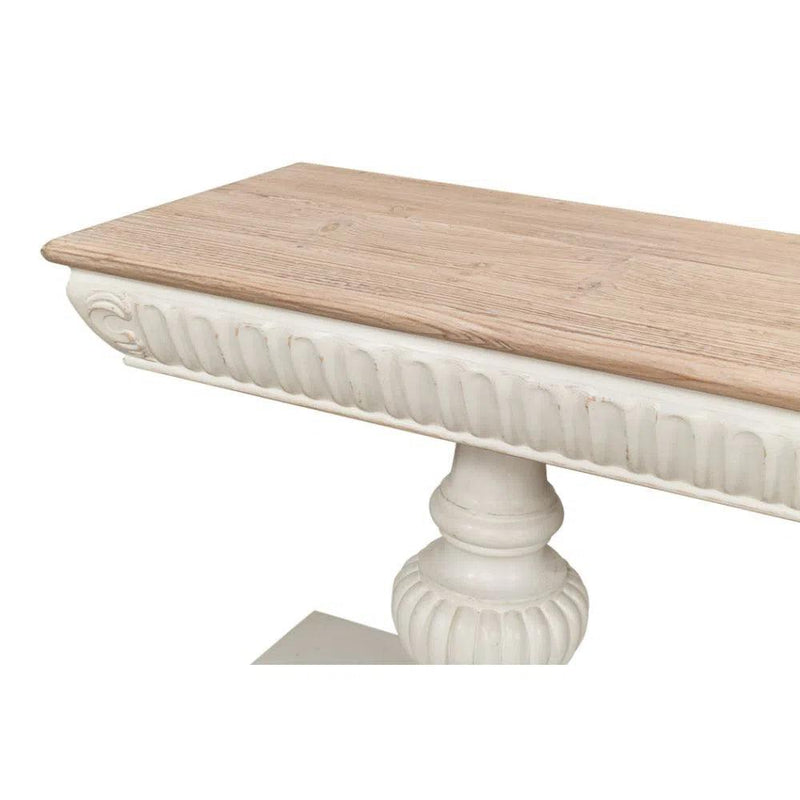 Hugo Console Table With Storage Antique White With Natural Top Console Tables LOOMLAN By Sarreid