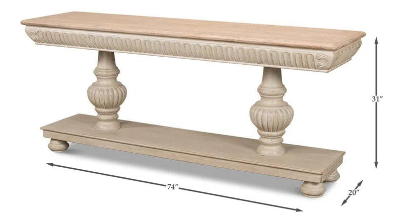 Hugo Console Table With Storage Stone Grey With Natural Top Console Tables LOOMLAN By Sarreid