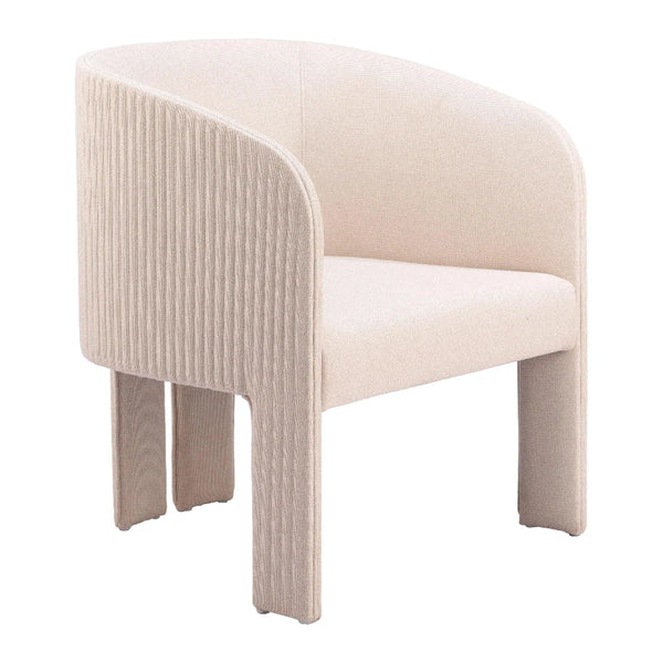 Hull Wood Beige Armless Accent Chair Club Chairs LOOMLAN By Zuo Modern