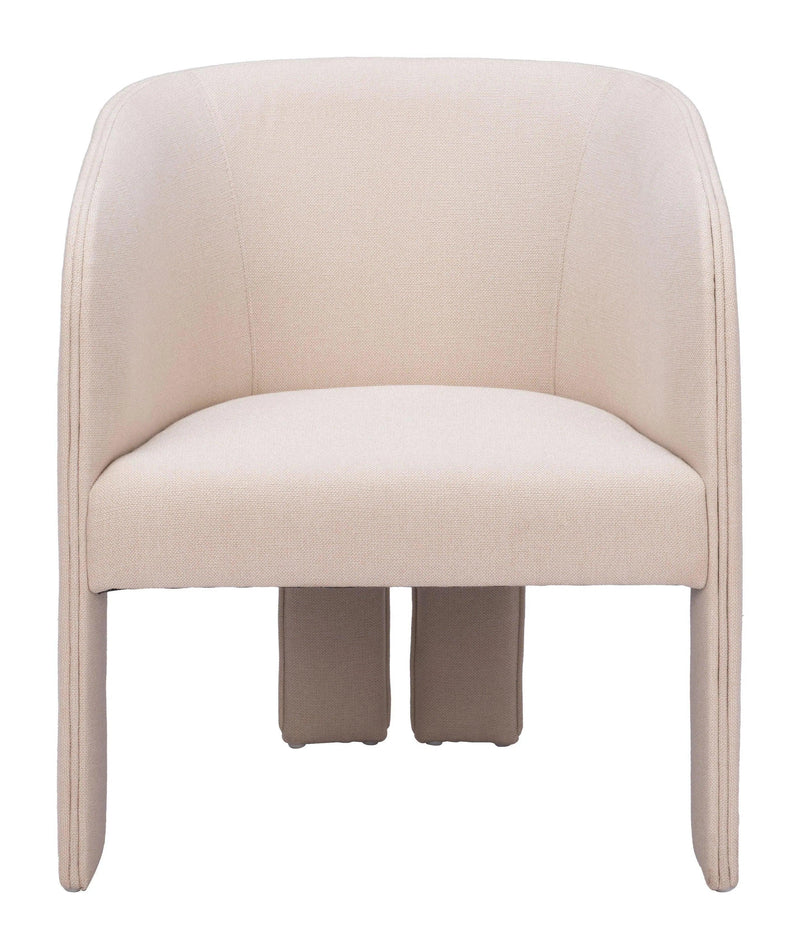 Hull Wood Beige Armless Accent Chair Club Chairs LOOMLAN By Zuo Modern