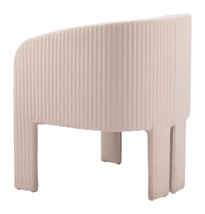 Hull Wood Beige Armless Accent Chair Club Chairs LOOMLAN By Zuo Modern