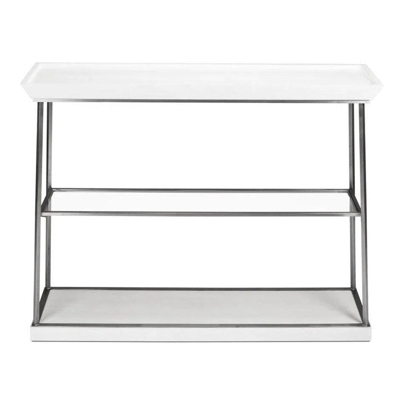 Hunt Country Small Console Table Slim With Shelves White Console Tables LOOMLAN By Sarreid