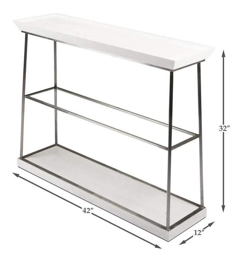 Hunt Country Small Console Table Slim With Shelves White Console Tables LOOMLAN By Sarreid