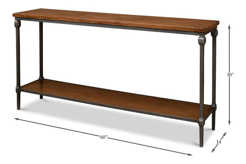 Huntsman Console Table With Shelf Wood and Iron Frame Console Tables LOOMLAN By Sarreid