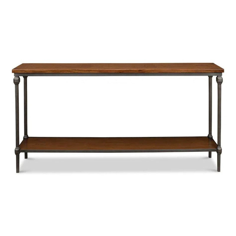 Huntsman Console Table With Shelf Wood and Iron Frame Console Tables LOOMLAN By Sarreid