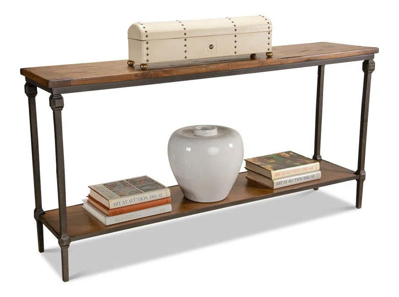 Huntsman Console Table With Shelf Wood and Iron Frame Console Tables LOOMLAN By Sarreid