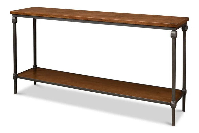 Huntsman Console Table With Shelf Wood and Iron Frame Console Tables LOOMLAN By Sarreid