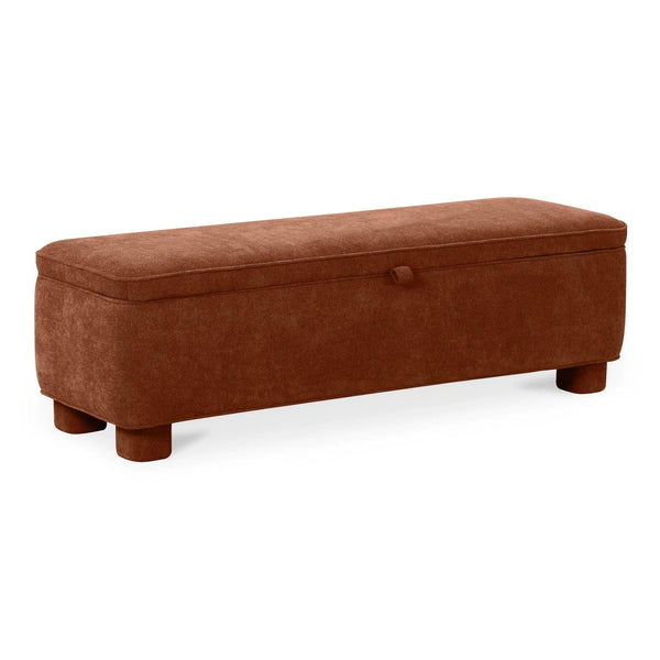 Ichigo Polyester and Wood Dark Red Storage Bench Bedroom Benches LOOMLAN By Moe's Home