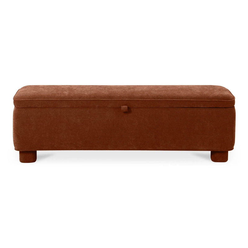 Ichigo Polyester and Wood Dark Red Storage Bench Bedroom Benches LOOMLAN By Moe's Home