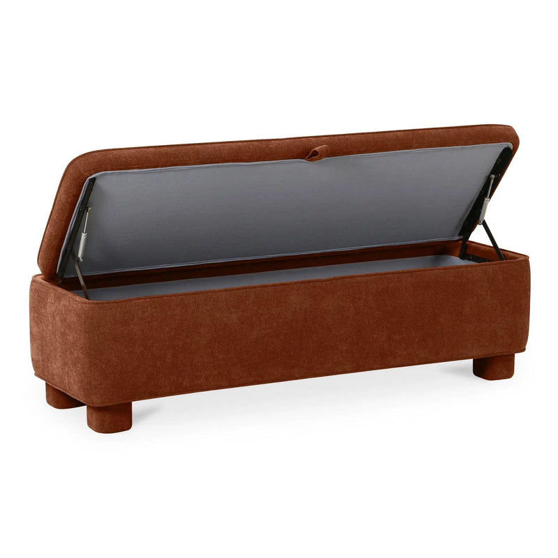 Ichigo Polyester and Wood Dark Red Storage Bench Bedroom Benches LOOMLAN By Moe's Home