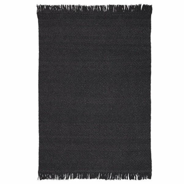 Idun Charcoal Black Solid Handmade Wool Rug By Linie Design Area Rugs LOOMLAN By Linie Design