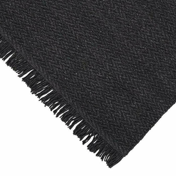 Idun Charcoal Black Solid Handmade Wool Rug By Linie Design Area Rugs LOOMLAN By Linie Design