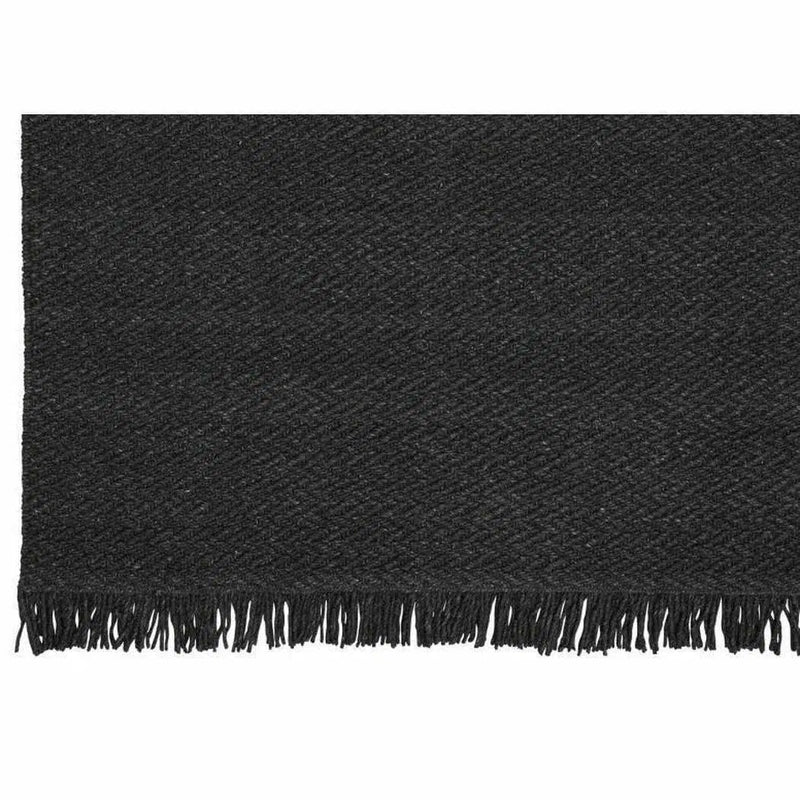 Idun Charcoal Black Solid Handmade Wool Rug By Linie Design Area Rugs LOOMLAN By Linie Design