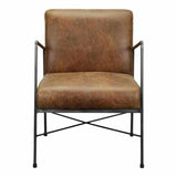 Industrial Brown Leather Accent Side Chairs Over Metal Frame Accent Chairs LOOMLAN By Moe's Home