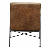 Industrial Brown Leather Accent Side Chairs Over Metal Frame Accent Chairs LOOMLAN By Moe's Home