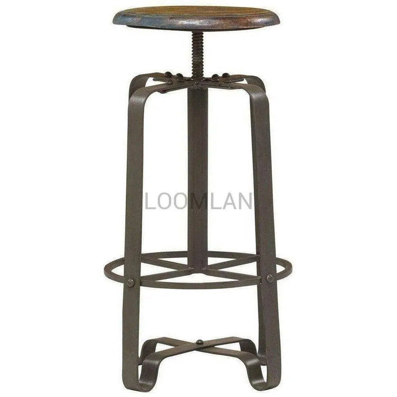 Industrial Round Adjustable Height Bar Height Pub Stool Bar Stools LOOMLAN By LOOMLAN